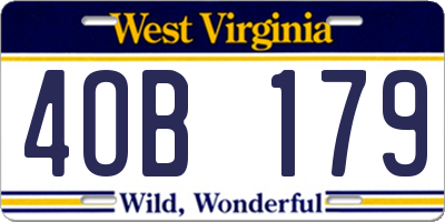 WV license plate 4OB179