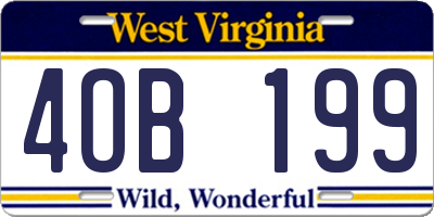 WV license plate 4OB199