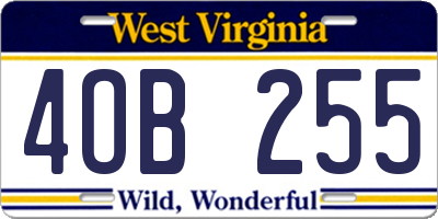 WV license plate 4OB255