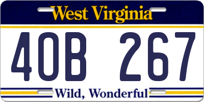WV license plate 4OB267