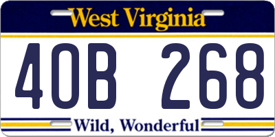 WV license plate 4OB268