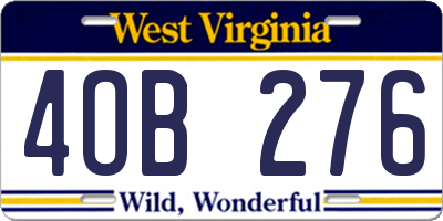 WV license plate 4OB276