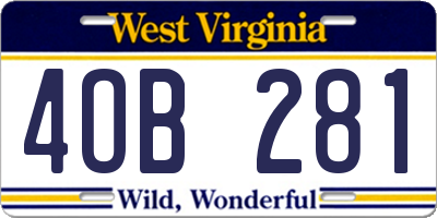 WV license plate 4OB281