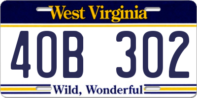 WV license plate 4OB302