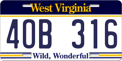 WV license plate 4OB316