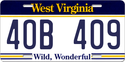WV license plate 4OB409