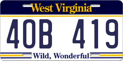 WV license plate 4OB419