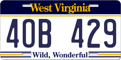 WV license plate 4OB429