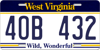 WV license plate 4OB432