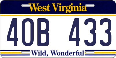 WV license plate 4OB433
