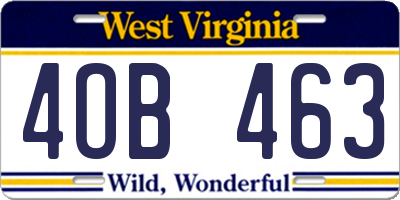 WV license plate 4OB463
