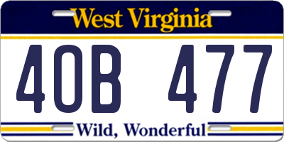 WV license plate 4OB477