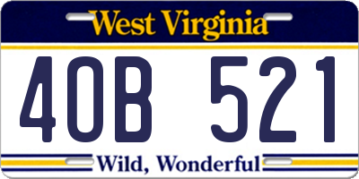 WV license plate 4OB521