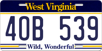 WV license plate 4OB539