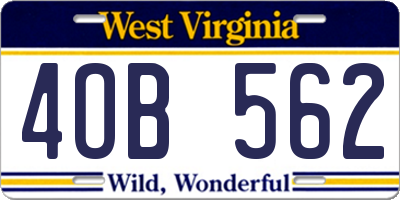 WV license plate 4OB562