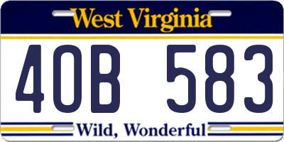 WV license plate 4OB583