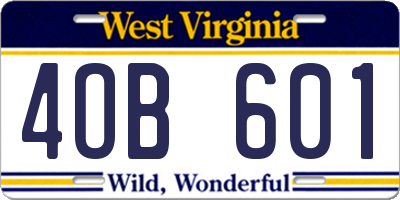 WV license plate 4OB601
