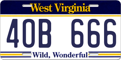 WV license plate 4OB666