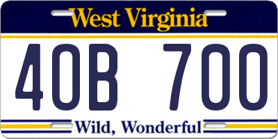 WV license plate 4OB700