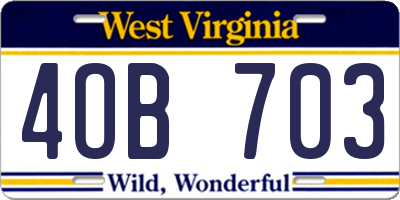 WV license plate 4OB703