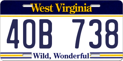 WV license plate 4OB738