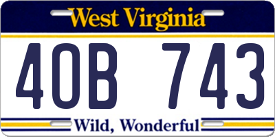 WV license plate 4OB743