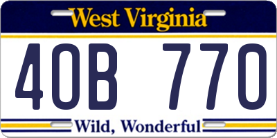WV license plate 4OB770