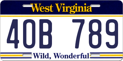 WV license plate 4OB789