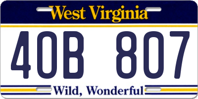 WV license plate 4OB807