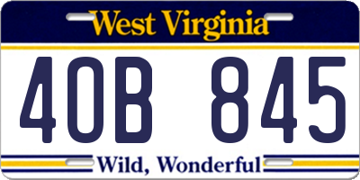 WV license plate 4OB845