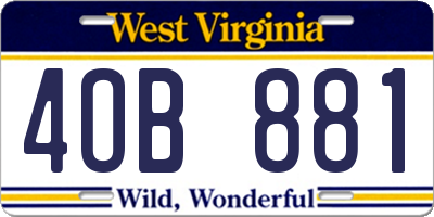WV license plate 4OB881