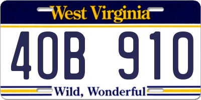 WV license plate 4OB910