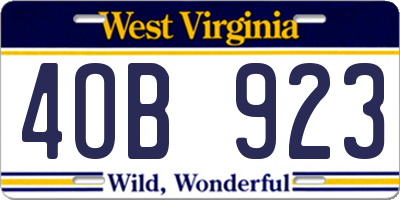 WV license plate 4OB923