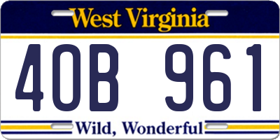 WV license plate 4OB961