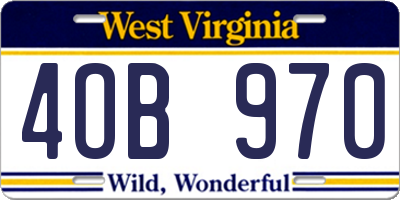 WV license plate 4OB970