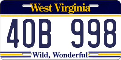 WV license plate 4OB998