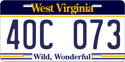 WV license plate 4OC073