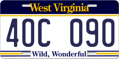WV license plate 4OC090