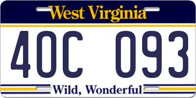 WV license plate 4OC093