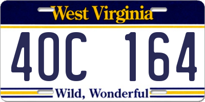 WV license plate 4OC164