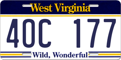 WV license plate 4OC177