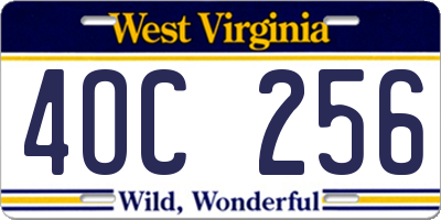 WV license plate 4OC256