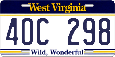 WV license plate 4OC298
