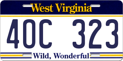 WV license plate 4OC323