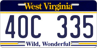WV license plate 4OC335
