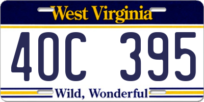WV license plate 4OC395