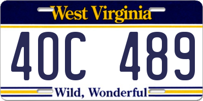 WV license plate 4OC489