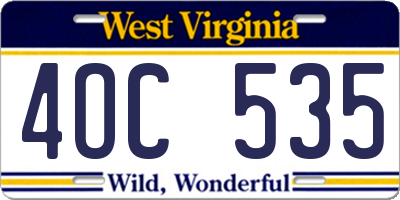 WV license plate 4OC535