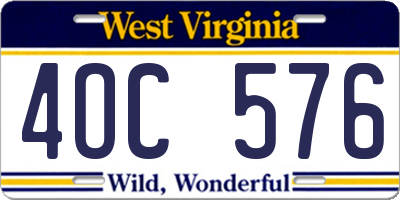 WV license plate 4OC576