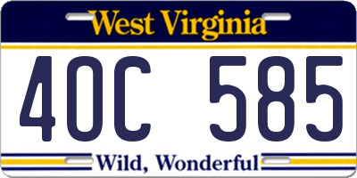 WV license plate 4OC585
